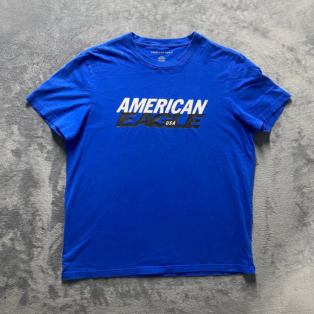 American Eagle Graphic T-Shirt Mens Large Blue Short Sleeve Cotton USA Made 2019